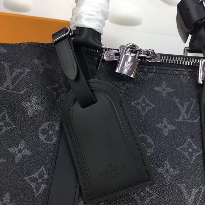 路易威登LV頂級原單41418 41416 41414黑花Keepall 旅行袋 銀色金屬飾件 YDH1917